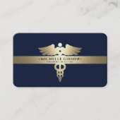 Moderne Professionele Medische Caduceus Blauw Faux Visitekaartje (Voorkant)
