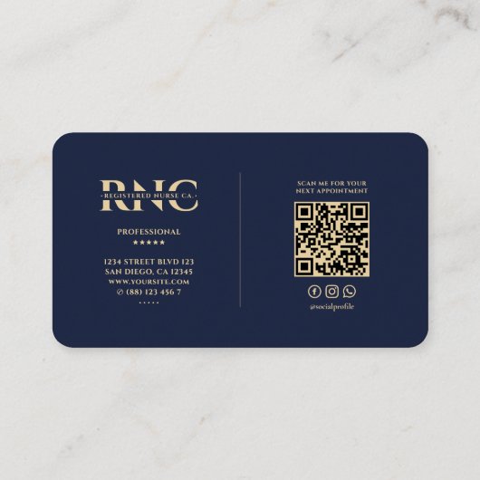 Moderne Professionele Medische Caduceus Blauw Faux Visitekaartje (Achterkant)