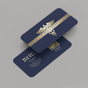Moderne Professionele Medische Caduceus Blauw Faux Visitekaartje
