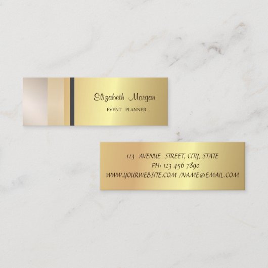 Moderne professionele meetkunde, stripe, goud mini visitekaartje (Voorkant / Achterkant)