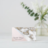 Moderne professionele meetkunde, witte gouden marm visitekaartje (Staand voorkant)