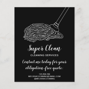 Moderne professionele meid dweil schoonmaak huis flyer