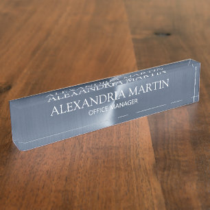 Moderne professionele metallic blauwe taaktiteldes naambordje
