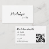 Moderne professionele, minimale QR-code met haarst Visitekaartje (Voorkant / Achterkant)