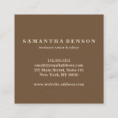 Moderne professionele minimalist vierkante visitekaartje (Achterkant)