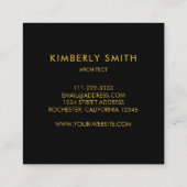 Moderne professionele minimalist voor zwart marmer vierkante visitekaartje (Achterkant)