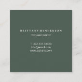 Moderne professionele minimalistische handgeschrev vierkante visitekaartje (Achterkant)
