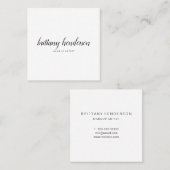 Moderne professionele minimalistische handgeschrev vierkante visitekaartje (Voorkant / Achterkant)