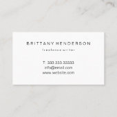 Moderne professionele minimalistische handgeschrev visitekaartje (Achterkant)