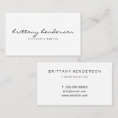 Moderne professionele minimalistische handgeschrev visitekaartje (Voorkant / Achterkant)