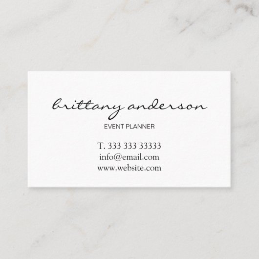 Moderne professionele minimalistische handgeschrev visitekaartje (Voorkant)