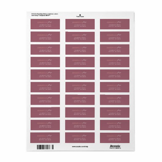 Moderne Professionele Minimalistische Stof Roze Ee Etiket (Full Sheet)