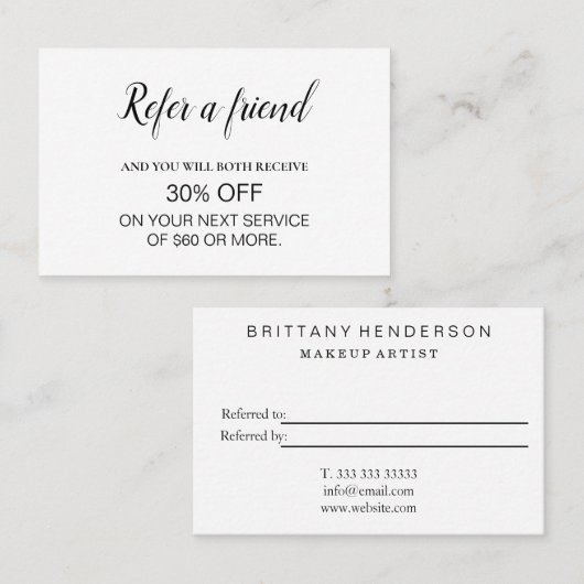 Moderne professionele minimalistische verwijzing visitekaartje (Voorkant / Achterkant)