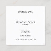 Moderne, professionele minimalistische vormgeving, vierkante visitekaartje (Achterkant)