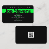 Moderne professionele minimalistische zwarte groen visitekaartje (Voorkant / Achterkant)