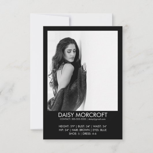 Moderne Professionele Model Actor Foto Comp Kaart (Voorkant)