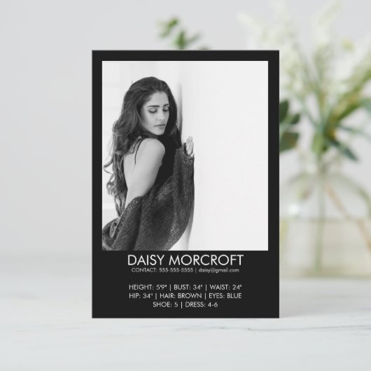 Moderne Professionele Model Actor Foto Comp Kaart (Staand voorkant)