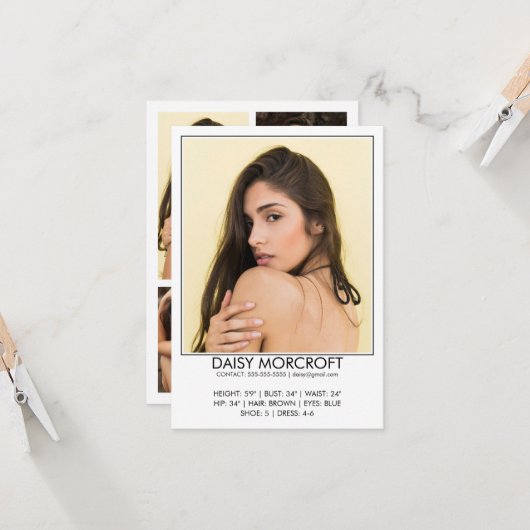 Moderne Professionele Model Actor Foto Comp Kaart (Voorkant / Achterkant in situ)