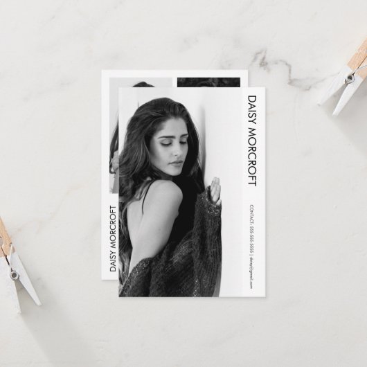 Moderne Professionele Model Actor Foto Comp Kaart (Voorkant / Achterkant in situ)