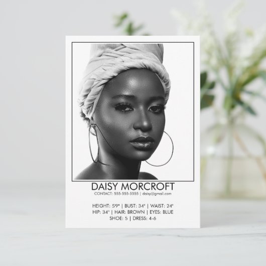 Moderne Professionele Model Actor Foto Comp Kaart (Staand voorkant)