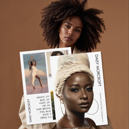 Moderne professionele model actorfoto compcard kaart