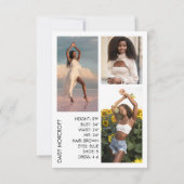 Moderne professionele model actorfoto compcard kaart (Achterkant)