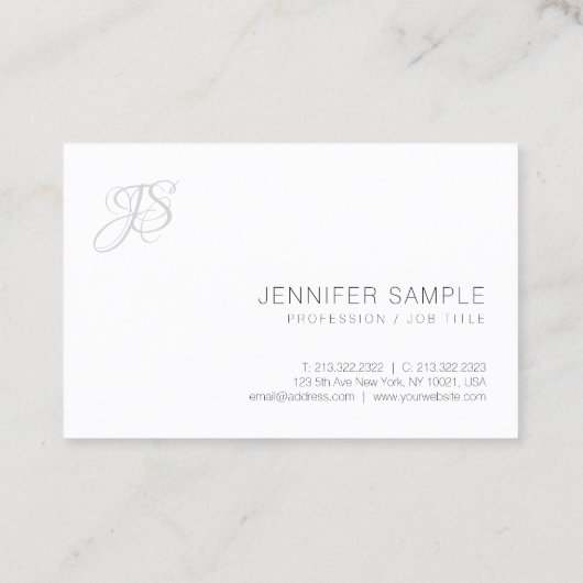 Moderne professionele monogram eenvoudige Sjabloon Visitekaartje (Achterkant)