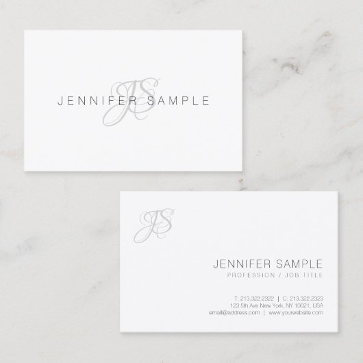 Moderne professionele monogram eenvoudige Sjabloon Visitekaartje (Voorkant / Achterkant)