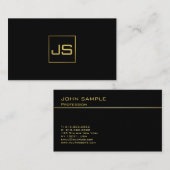 Moderne professionele monogram elegant zwart goud visitekaartje (Voorkant / Achterkant)
