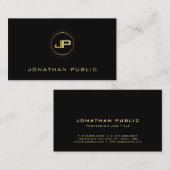 Moderne professionele monogram elegant zwart goud visitekaartje (Voorkant / Achterkant)
