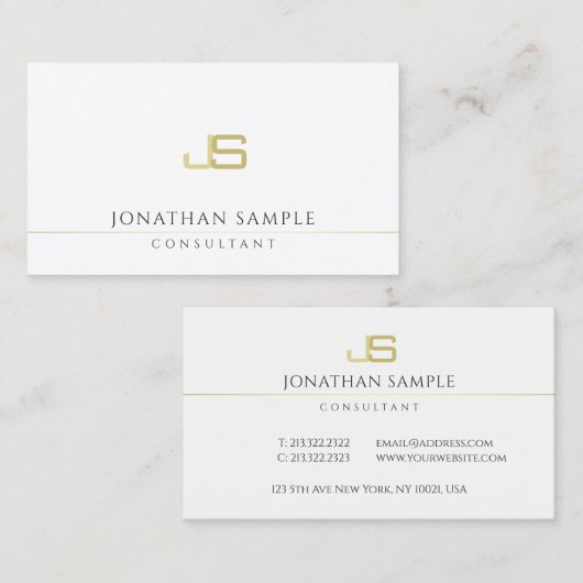 Moderne professionele Monogram Elegante Sjabloon Visitekaartje (Voorkant / Achterkant)