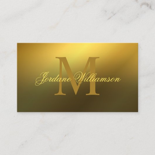Moderne professionele monogram Gold gradiënt Visitekaartje (Voorkant)