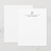 Moderne professionele monogram in eenvoudige minim notitiekaartje (Voorkant / Achterkant)