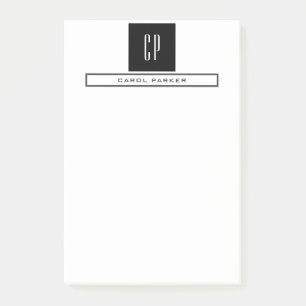 Moderne professionele monogram in eenvoudige minim post-it® notes