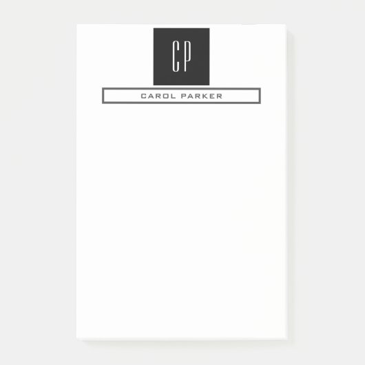 Moderne professionele monogram in eenvoudige minim post-it® notes (Voorkant)