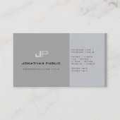 Moderne professionele monogram in Elegant Grey Visitekaartje (Voorkant)
