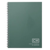 Moderne Professionele Monogram Initiaal Saliegroen Notitieboek (Voorkant)