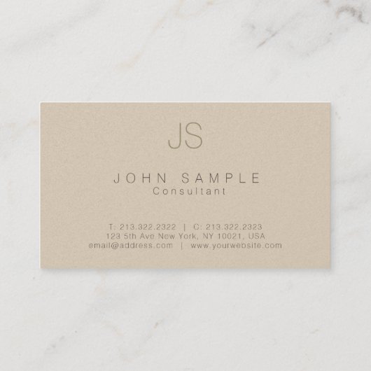 Moderne Professionele Monogram Parel Afwerking Lux Visitekaartje (Achterkant)