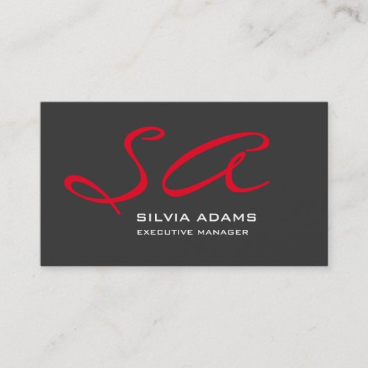 Moderne professionele monogram zwart grijs visitekaartje (Voorkant)