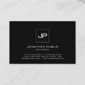 Moderne professionele monogram zwart-wit elegant visitekaartje (Achterkant)