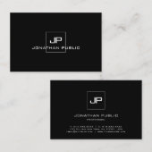 Moderne professionele monogram zwart-wit elegant visitekaartje (Voorkant / Achterkant)