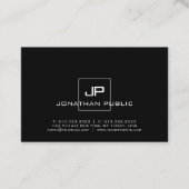 Moderne Professionele Monogrammed Zwart Wit Chic Visitekaartje (Voorkant)
