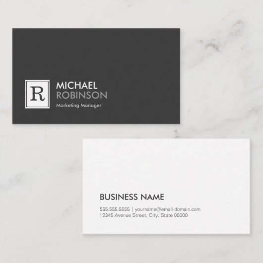 Moderne professionele monogrammen zwart wit visitekaartje (Voorkant / Achterkant)