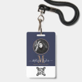 Moderne professionele Navy Blue Gouden Handtekenin Badge (Voorzijde met lanyard)