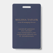 Moderne professionele Navy Blue Gouden Handtekenin Badge (Achterkant)