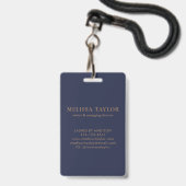 Moderne professionele Navy Blue Gouden Handtekenin Badge (Achterkant met lanyard)