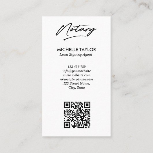 Moderne professionele notaris openbare foto QR cod Visitekaartje (Achterkant)