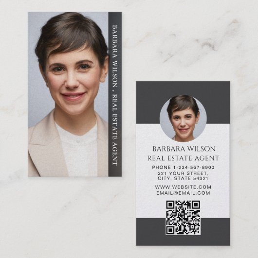 Moderne professionele onroerend goed foto QR code Visitekaartje (Voorkant / Achterkant)