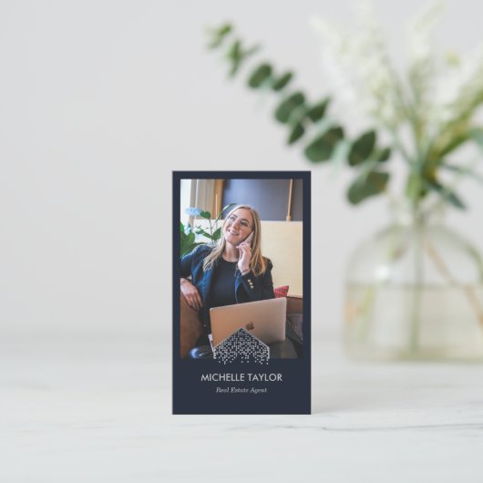 Moderne professionele onroerend goed foto QR code Visitekaartje (Staand voorkant)