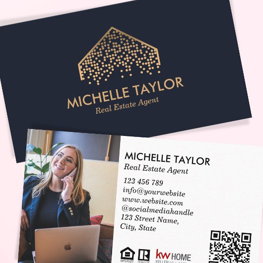 Moderne professionele onroerend goed foto QR code Visitekaartje